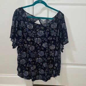 Lucky Brand Navy Floral Blouse